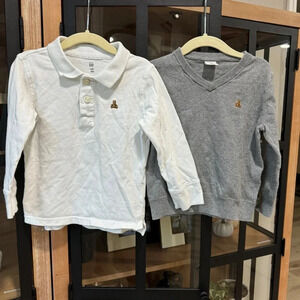 2 GAP kids bundle toddler boy teddy bear embroidered sweater long sleeve tee